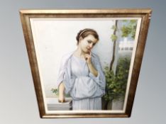 A contemporary oil on canvas - Female in toga,