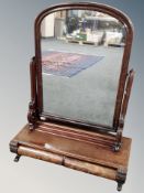 A Victorian mahogany swing dressing table mirror on stand with two drawers