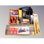 A Workzone precision mitre saw and a box of Workzone electric drill, mini tool kit, straps,