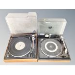 Two vintage record players with Garrard turntables
