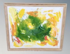 An O Norun abstract oil on canvas dated '94 in pine frame