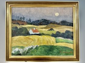 Frits Johansen, Farm landscape, oil on canvas,