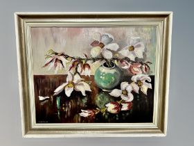 Danish school, Still life flowers in a vase, oil on board,