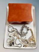 A jewellery box of necklaces and bracelets