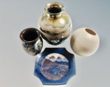 Studio pottery including Leonard Stockley, high lustre bulbous vase,