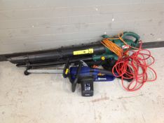A Spear and Jackson electric chainsaw with blade and chain,