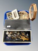 A tray of costume jewellery, Rosary beads,