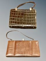 A Widegate of London snakeskin hand bag together with one further hand bag.