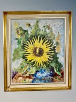 Danish school, Still life with a sunflower, oil on canvas,