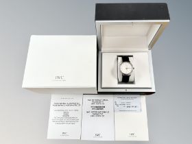 A gent's stainless steel IWC Schaffhausen Portofino automatic calendar centre seconds wristwatch,