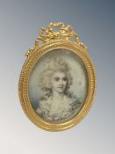 A hand finished portrait miniature in gilt frame,
