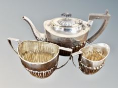 A three piece silver plated tea service
