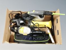 A G-Tech hand held vacuum with accessories together with a Karcher window vacuum and Morphy
