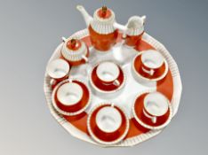 A fourteen piece porcelain Beyer & Bock tea service on tray
