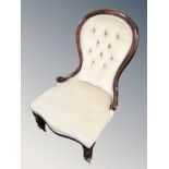 A Victorian mahogany lady's chair in dralon