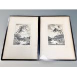 A pair of limited edition Willy Rawson original etchings signed The water splash and The Dyke