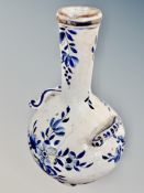 An antique Delft bud vase, as found,