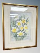 Margaret Adamson, Still life of daffodils, watercolour, 22 cm x 30 cm, together with another.