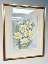 Margaret Adamson, Still life of daffodils, watercolour, 22 cm x 30 cm, together with another.