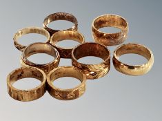 A collection of sample wedding bands