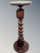 A 19th century mahogany barley twist torchere