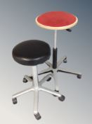 A Hoger Moebler swivel adjustable stool together with a further Imperial Interieur swivel stool