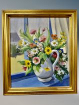 Danish school, Still life of flowers in a jug, oil on canvas,