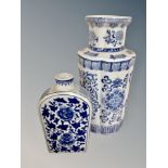 Two Chinese style blue and white porcelain vases,