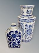 Two Chinese style blue and white porcelain vases,