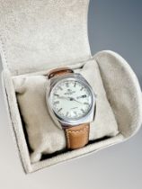 A gent's stainless steel Jaeger LeCoultre Club automatic calendar centre seconds wristwatch,