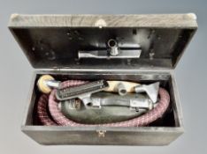 A mid century British made Vac-Tric cylinder vacuum with accessories in box