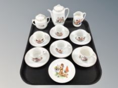 A fourteen piece 20th century china child's tea service and further nursery cup and saucer