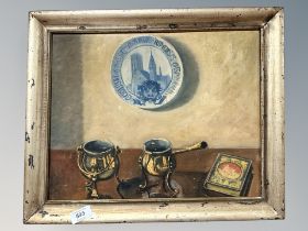 Danish School, Still life with pottery, oil on canvas,
