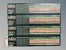 Four Kato N scale Southern Pacific Morning Daylight Articulated Chair 2 car sets,