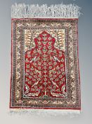 A Keyseri silk prayer rug, Anatolia,