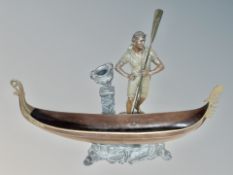 A large spelter figure of a gondolier,