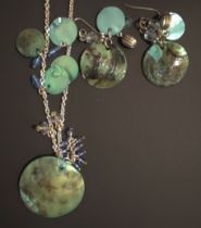 A labradorite necklace and earrings