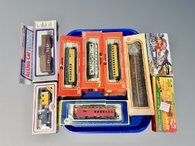 A group of HO scale die cast locomotives and rolling stock by Rivarossi, Model Power, IHC etc,,