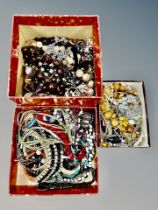 A large quantity of costume jewellery, bead necklaces, bangles,