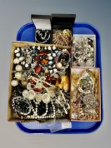 A collection of costume jewellery, faux pearls,