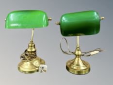 Two brass banker's desk lamps