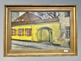 Danish School, Building with an archway, oil on board,