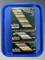 Three Kato N Scale locomotive sets : Union Pacific Streamliner Passenger Car 4 Car Set C 106-5013,