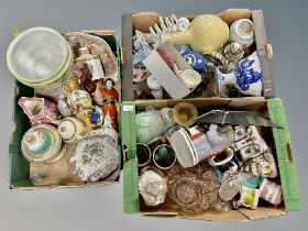 Three boxes of 20th century ceramics, Jasper ware trinket box, blue and white china,