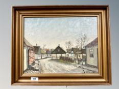 Danish School, Road through a village, oil on canvas,