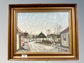 Danish School, Road through a village, oil on canvas,