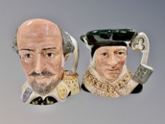 Two Royal Doulton character jugs - Sir Thomas More D6792 and William Shakespeare D6689