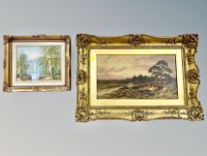 Harry Sticks : Moorland landscape at sunset, oil on canvas, 44 cm x 24 cm,
