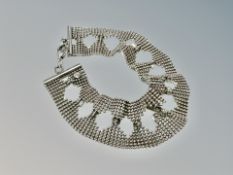 A 925 silver mesh bracelet in cut away diamond pattern