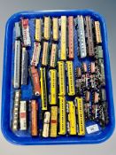 A group of N scale die cast locomotives and rolling stock including Bachmann,